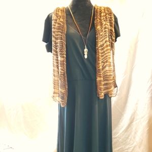 Black Surplice Neckline V-Back Midi-Dress LBD Merona XL